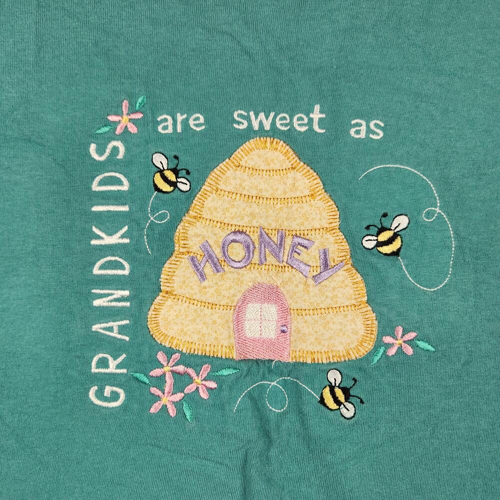 Vintage Grandma Shirt Womens XL Green Grandkids Honey Bee Graphic 90s Love
